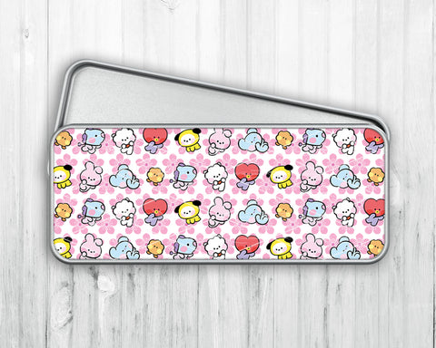 Pencil/Pen Tin Case • BT21 Cherry Blossoms
