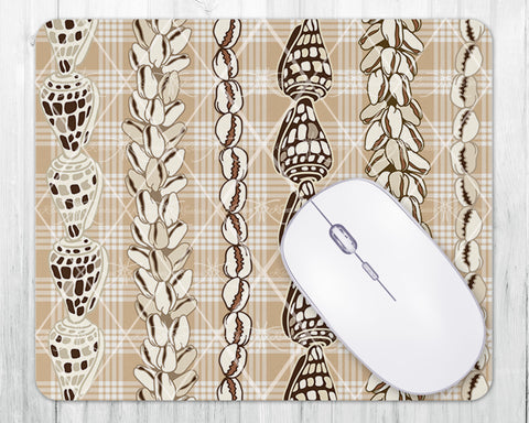 Mouse Pad • Beige Palaka with Shells