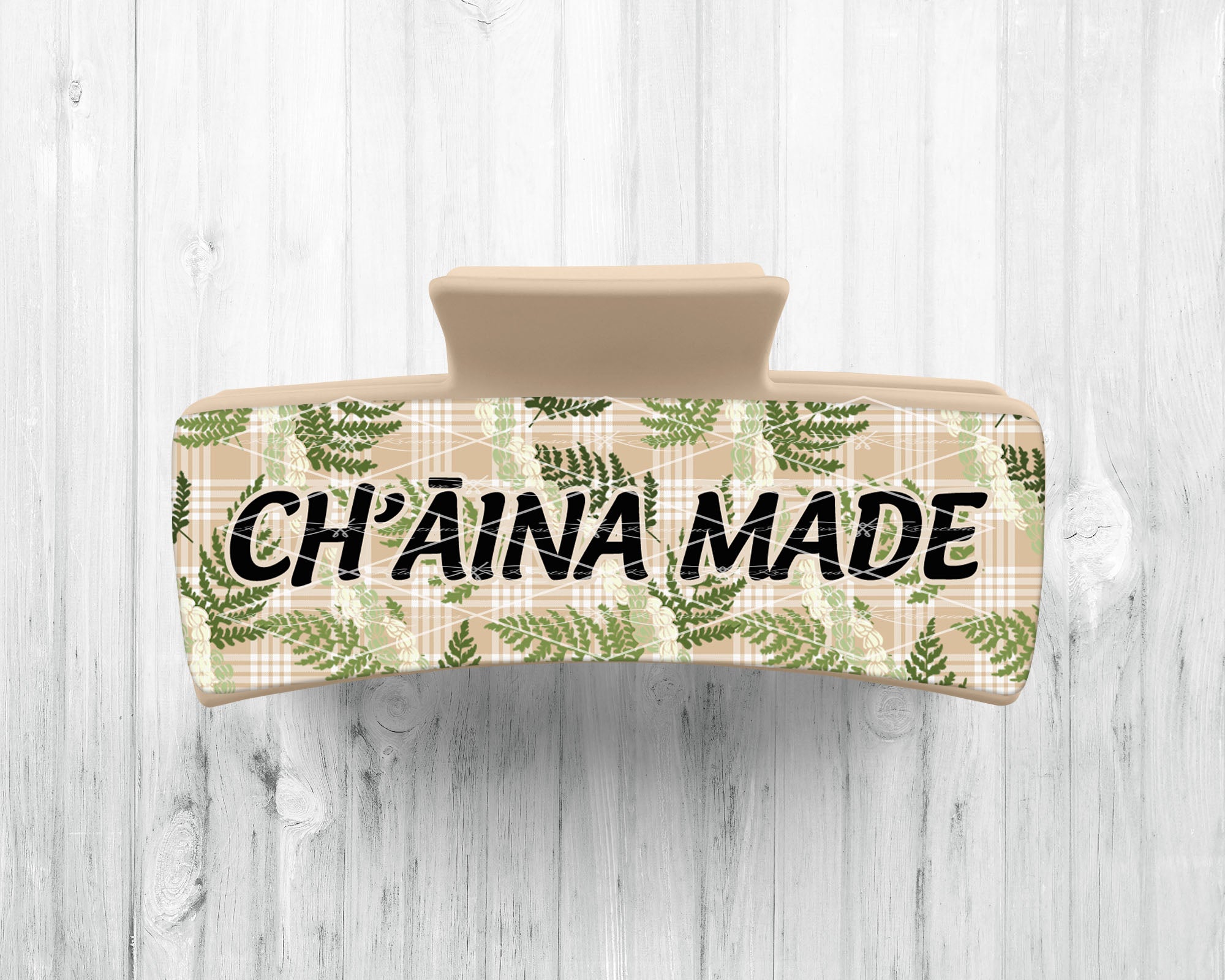 Large Hair Claw • Local Kine Sayings • Ch'Aina Made (Beige)