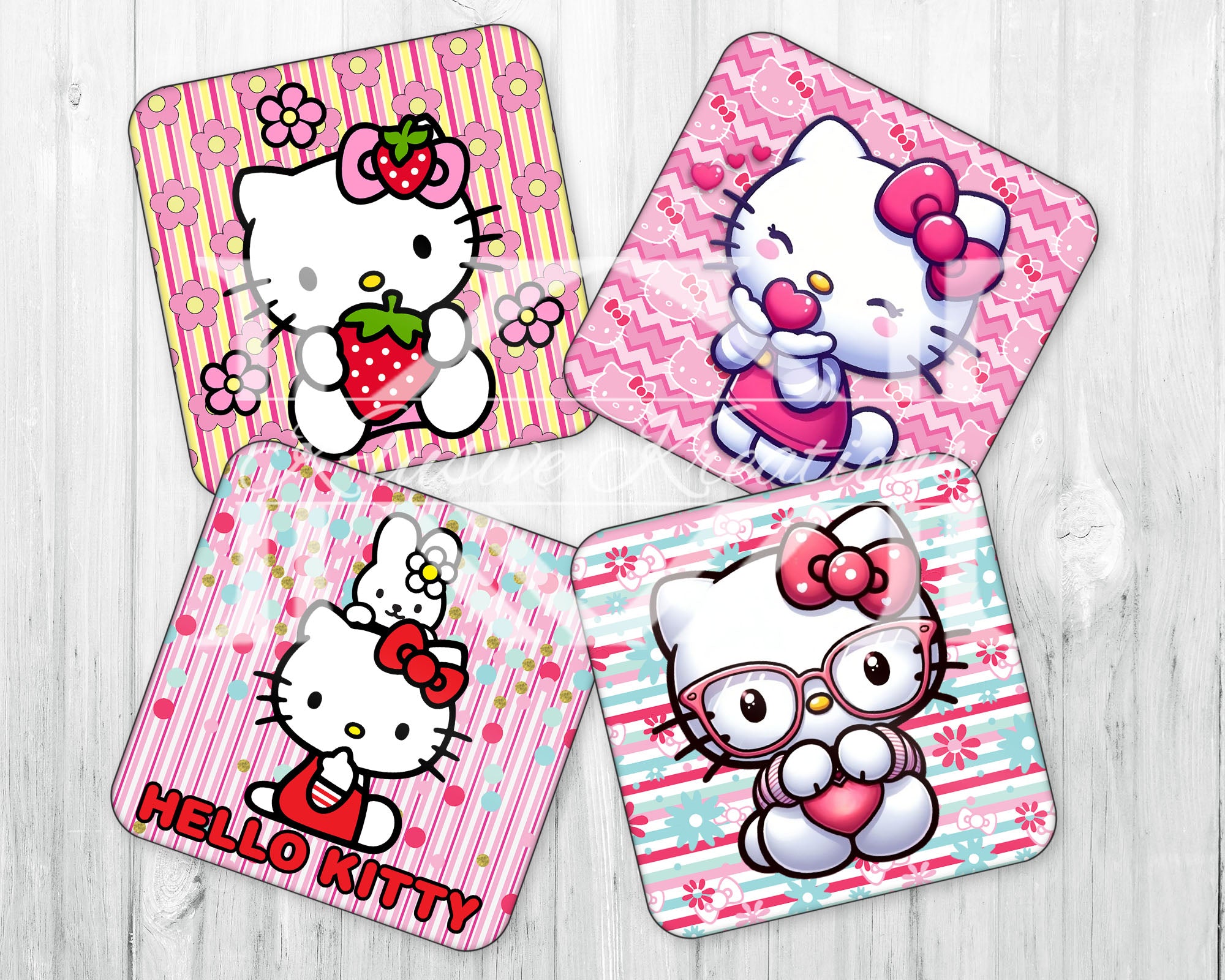 Drink Coaster Set • HK - Kawaii Kitty • Set of 4