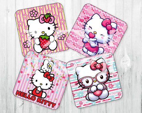 Drink Coaster Set • HK - Kawaii Kitty • Set of 4
