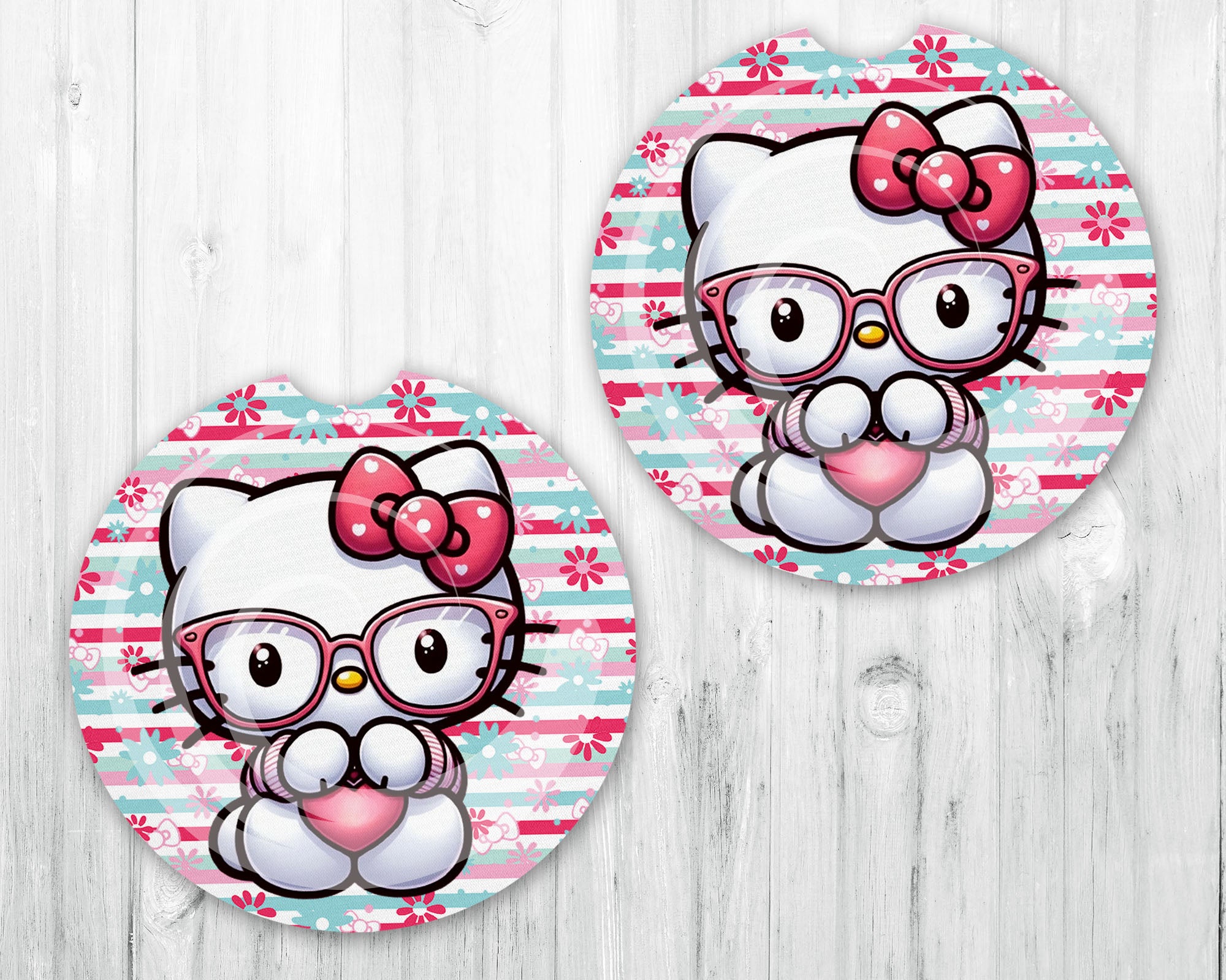 Neoprene Car Coasters • Set of 2 • HK with Glasses