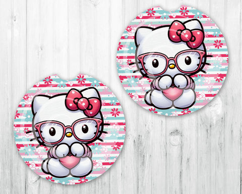 Neoprene Car Coasters • Set of 2 • HK with Glasses