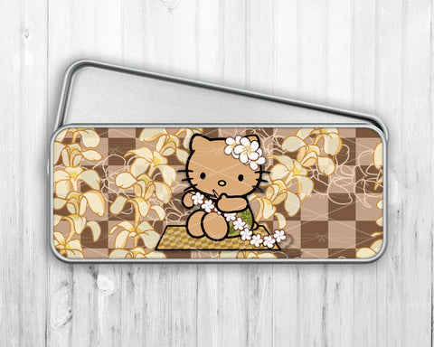 Pencil/Pen Tin Case • Tan HK Plumeria