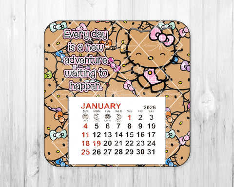 2026 Mini Magnetic Calendar • Tan HK Faces with Palaka Bows