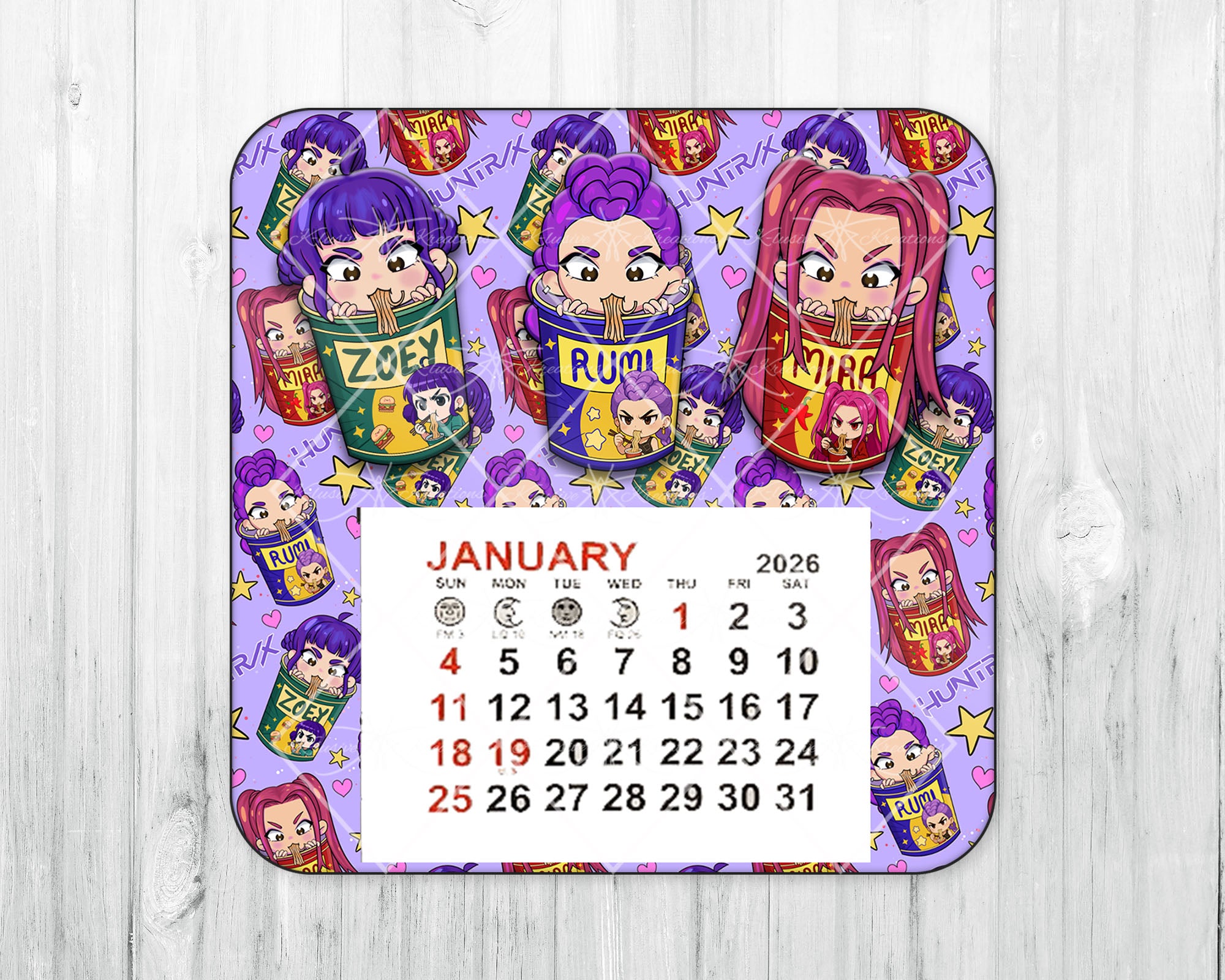 2026 Mini Magnetic Calendar • KPop Demon Hunters • Ramyeon