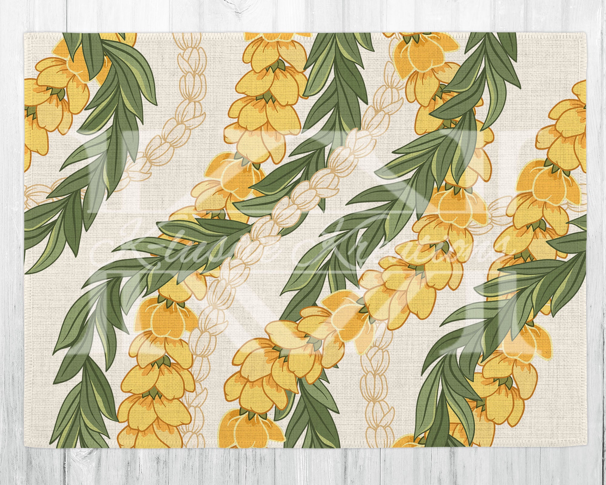 Linen Placemat • Accent Mat • Ilima Pikake Maile