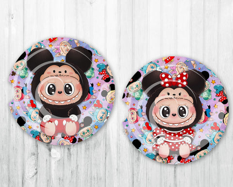 Neoprene Car Coasters • Set of 2 • Mickey Minnie Labubu