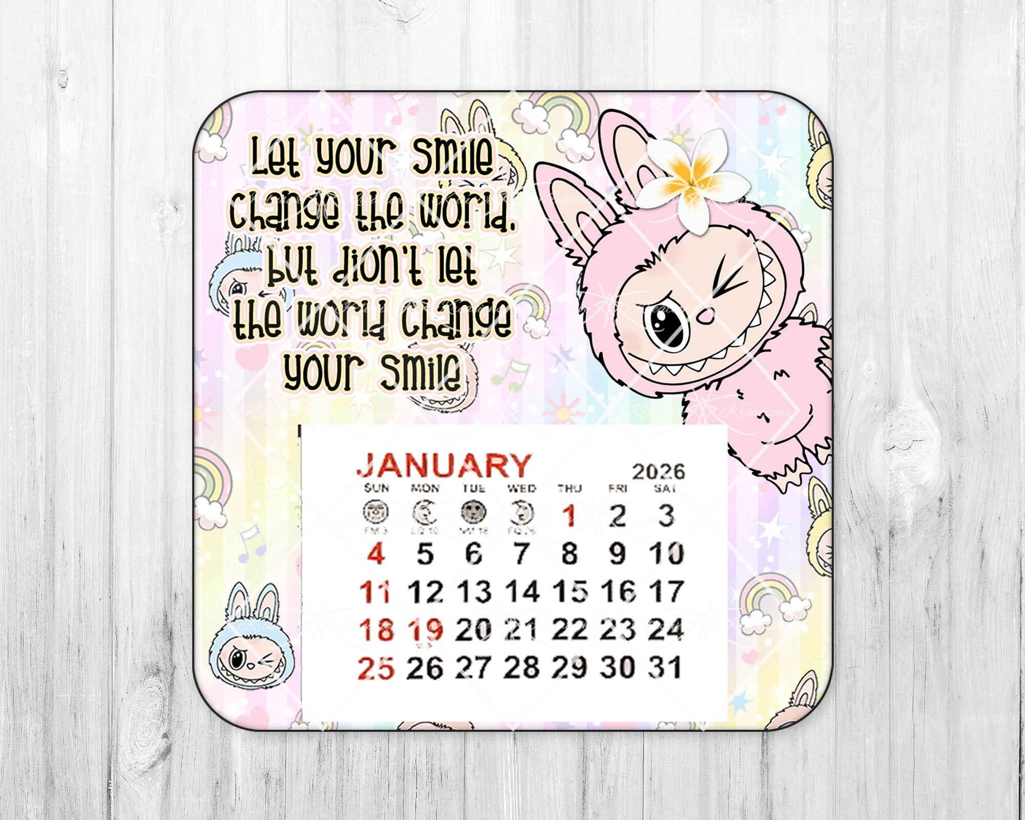 2026 Mini Magnetic Calendar • Labubu with Pua