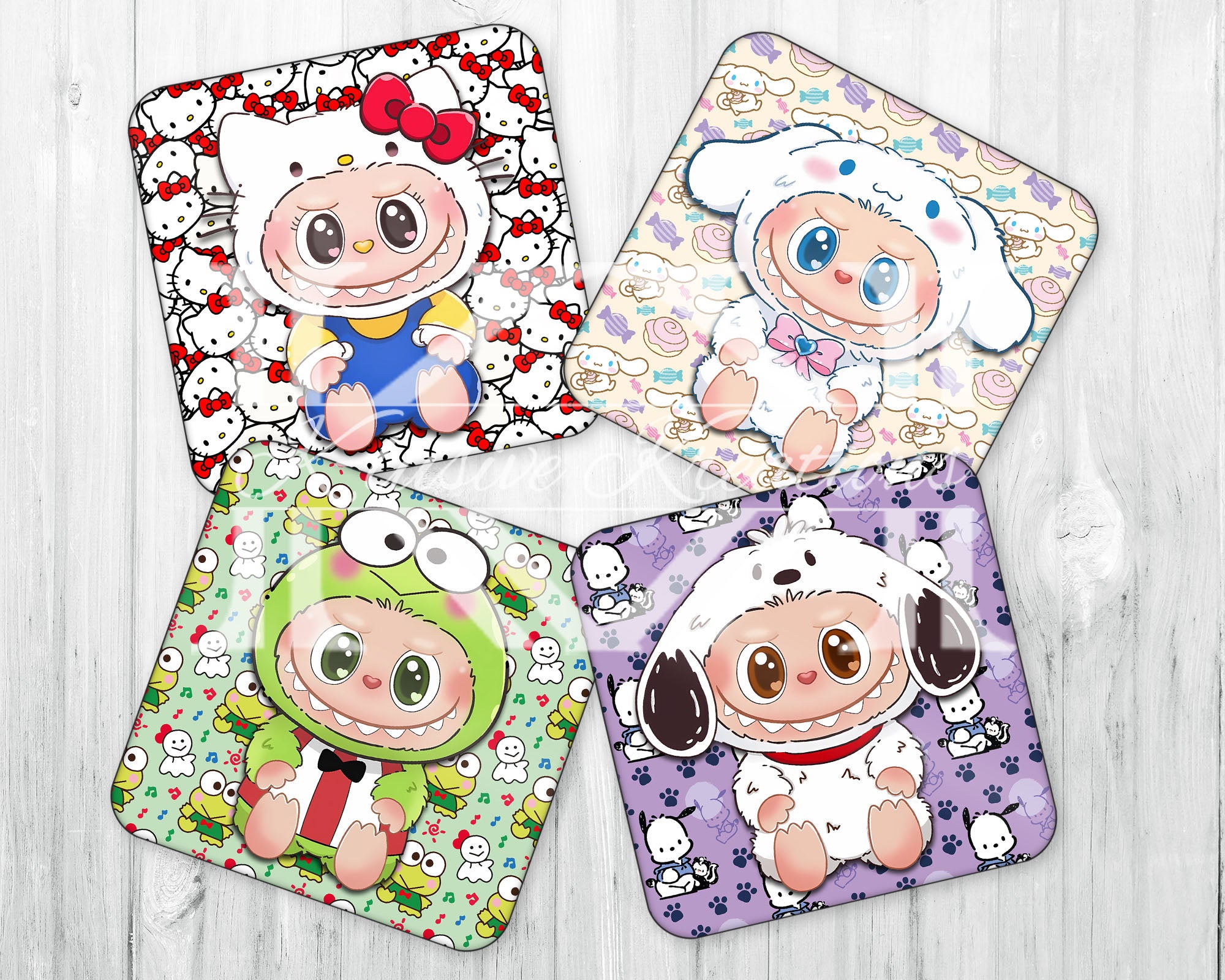 Drink Coaster Set • Labubu x Sanrio (2) • Set of 4