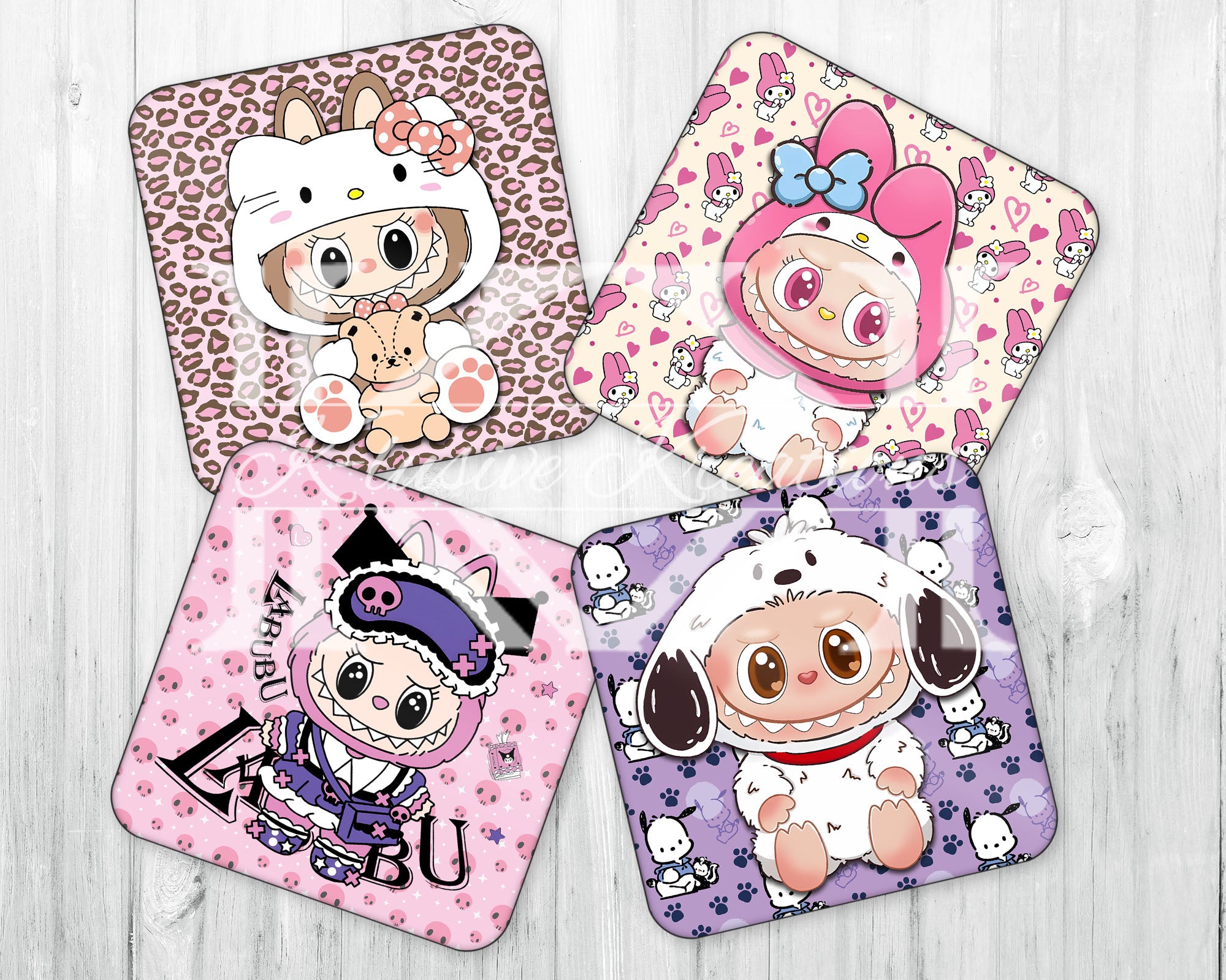 Drink Coaster Set • Labubu x Sanrio (3) • Set of 4