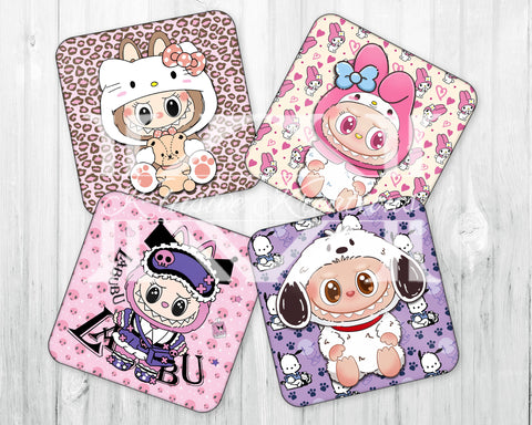 Drink Coaster Set • Labubu x Sanrio (3) • Set of 4