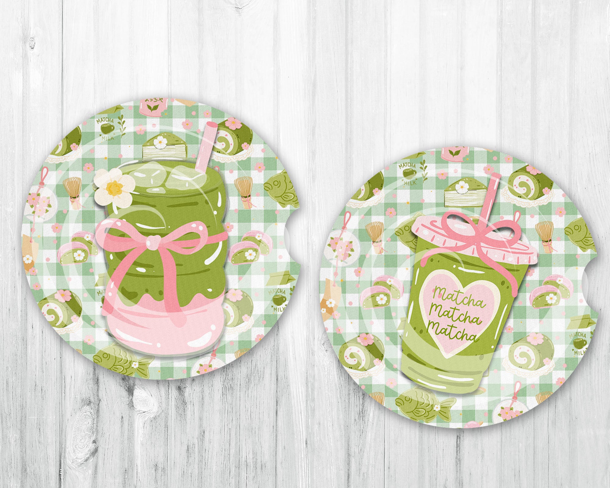 Neoprene Car Coasters • Set of 2 • Matcha Matcha