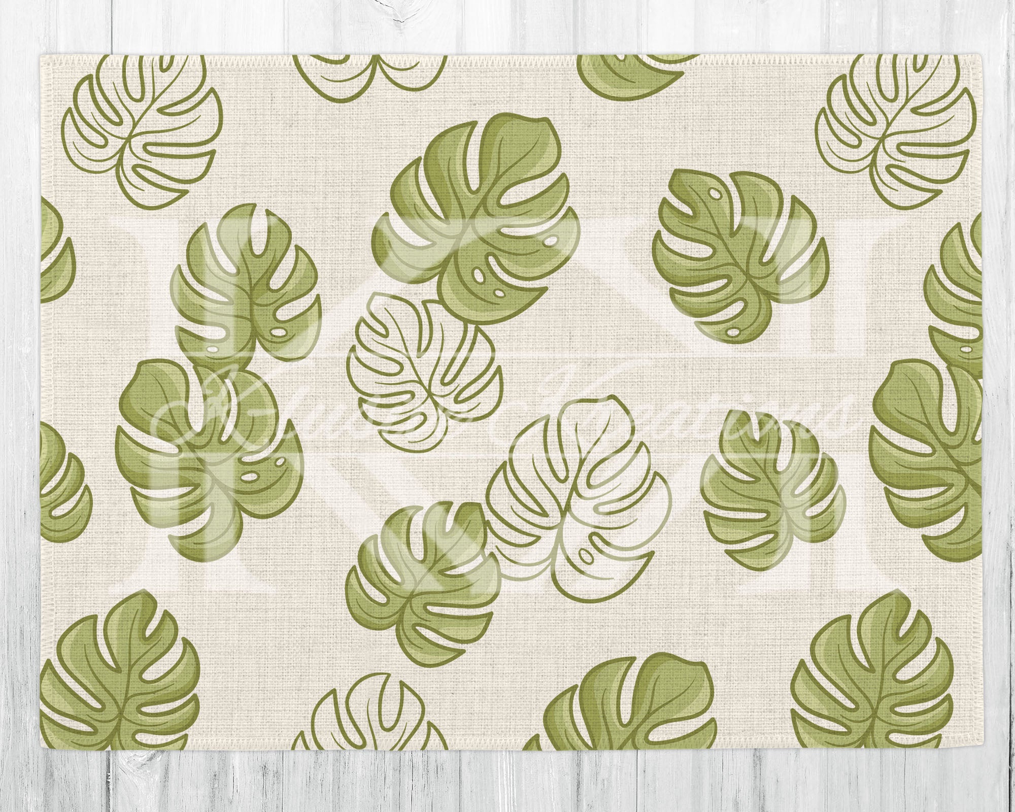 Linen Placemat • Accent Mat • Monstera