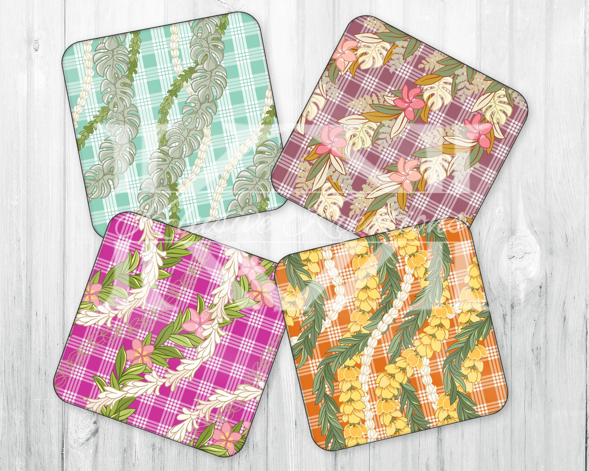 Drink Coaster Set • Palaka & Lei (3) • Set of 4