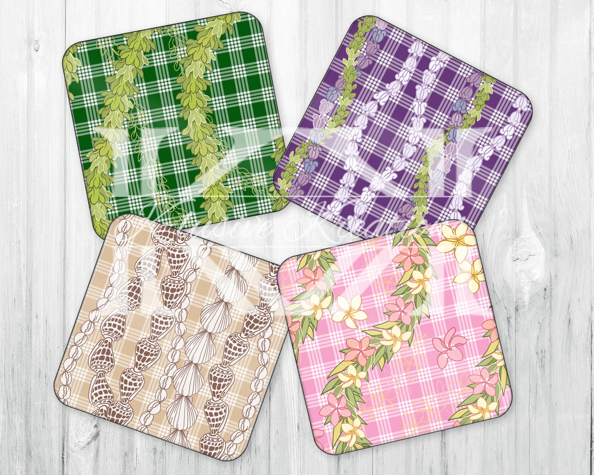 Drink Coaster Set • Palaka & Lei (1) • Set of 4