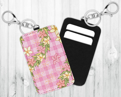 ID/Card Holder Keychain • Pink Palaka • Plumeria Maile