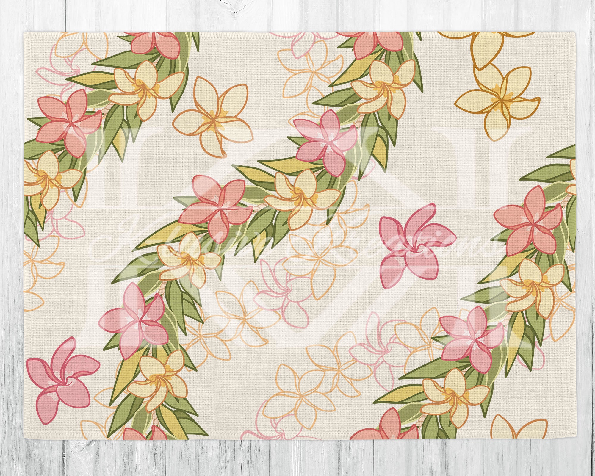 Linen Placemat • Accent Mat • Plumeria Maile