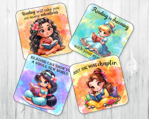Drink Coaster Set • Reading Princesses • Set of 4