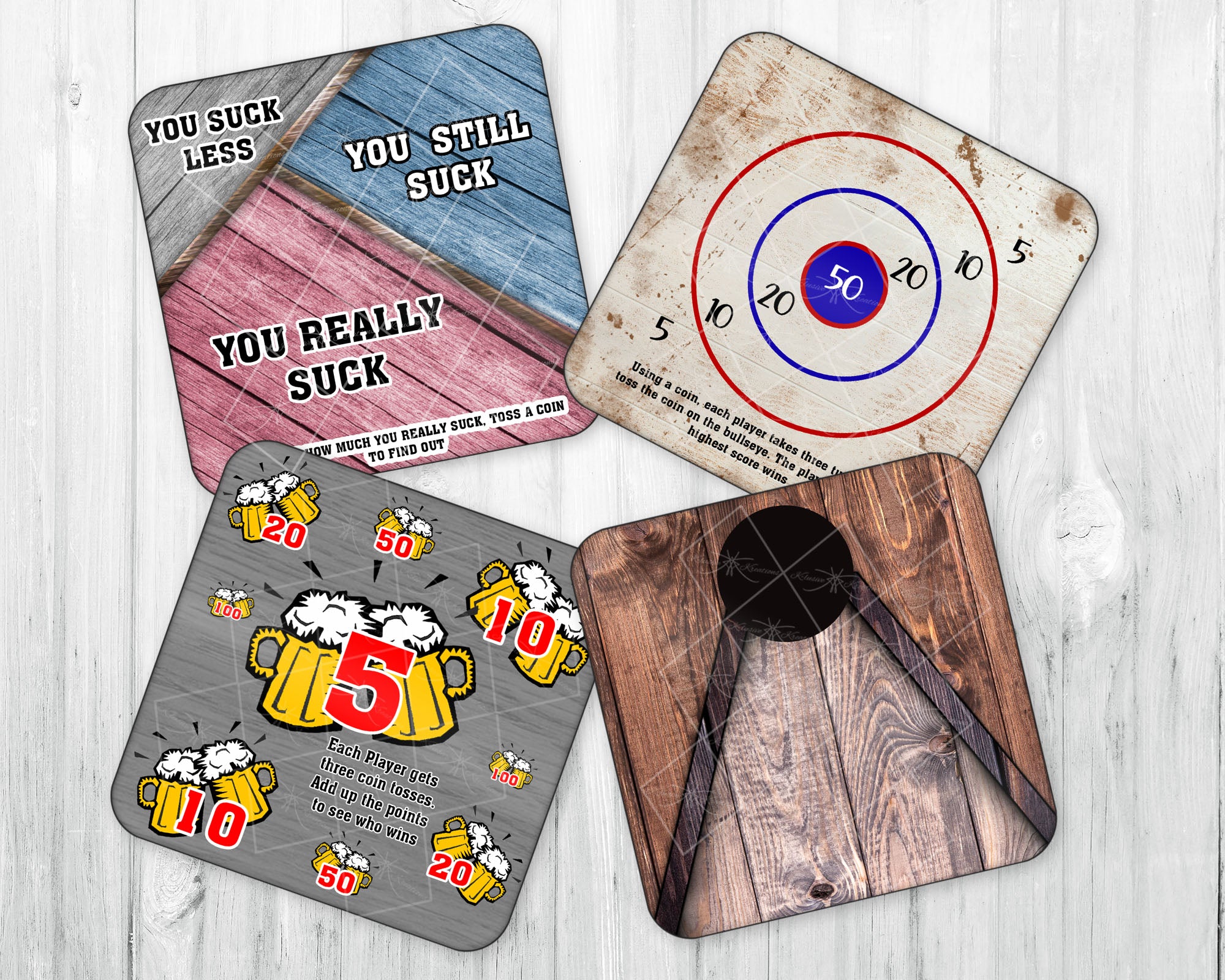 Drink Coaster Set • Table Games • Set of 4