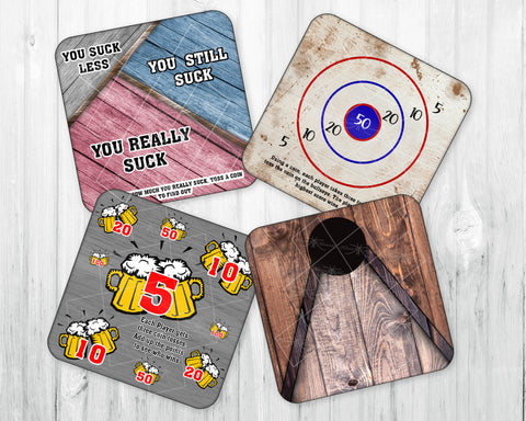 Drink Coaster Set • Table Games • Set of 4