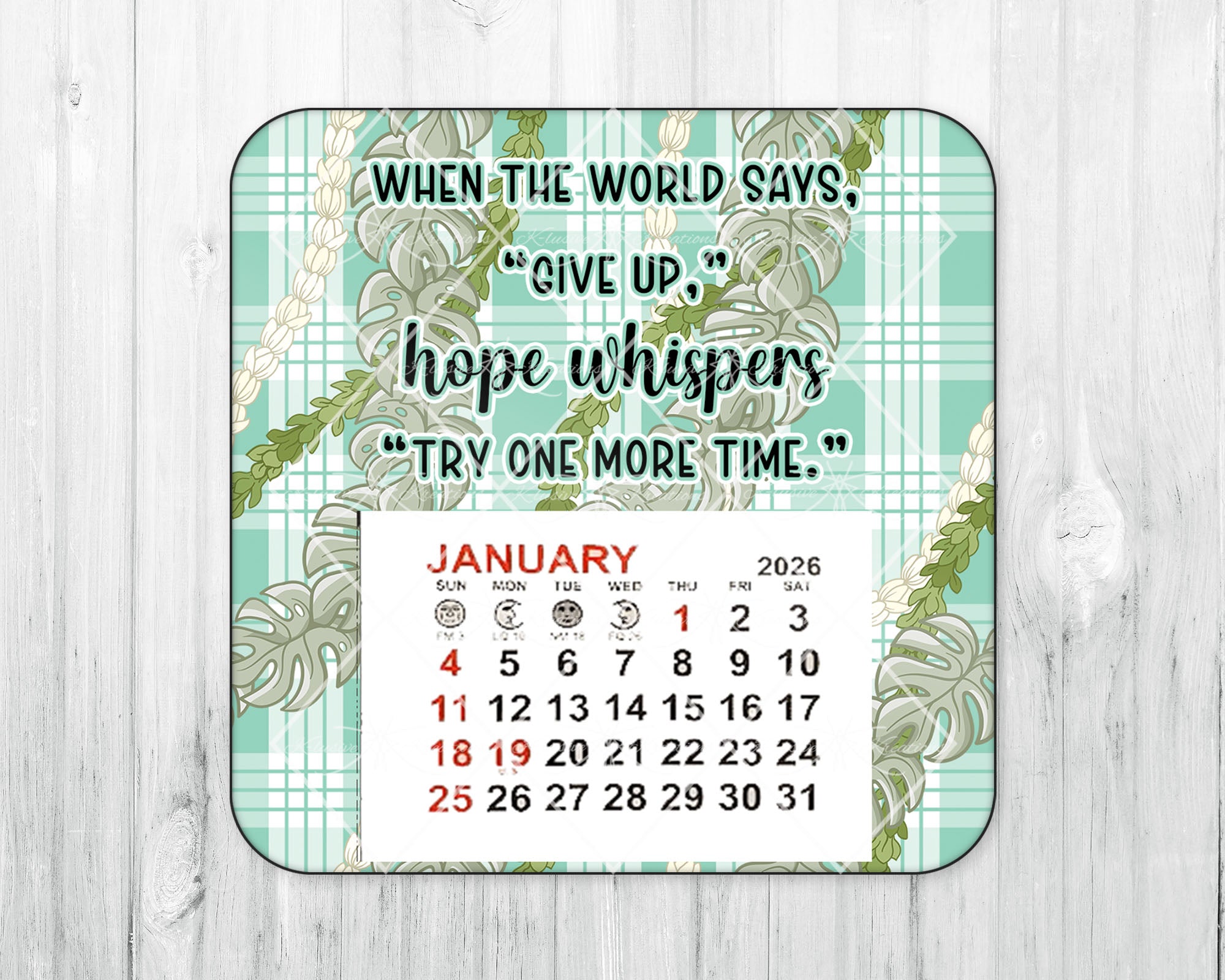 2026 Mini Magnetic Calendar • Tiffany Blue Palaka • Pikake Pakalan Monstera